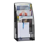 Relaxdays Porte-revues métal porte-journaux porte-magazines 4 compartiments salle d’attente HxlxP: 60 x 30 x 22 cm, noir