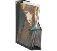 Relaxdays Porte-magazines Maille Porte-journaux Revues Porte-documents Métal A4 à C4 Fixation Murale, Noir