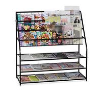 Relaxdays Porte-Magazines, XL, HLP: 96 x 97 x 37 cm, Porte-revues en métal, à Poser au Sol, Salon, entrée, Noir