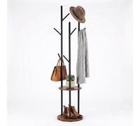 Relaxdays Portemanteau, 8 Crochets, 2 tablettes, pour Vestes, Marron/Noir
