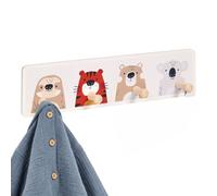 Relaxdays Porte-manteau enfant 4 crochets, 10x38cm