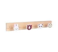 Relaxdays porte-manteau enfant Animaux, multicolore | barre murale 4 crochets, 5x36x5 cm, bois et MDF