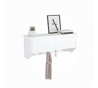 Relaxdays Porte-Manteau Mural Moderne 5 Crochets, Rangement, MDF Blanc, 30x78x20 cm