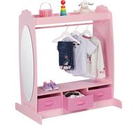 Relaxdays Garde-Robe pour Enfant, 5 Compartiments, Armoire Chambre d'enfant, Tringle et Miroir, HLP 107x97,5x61 cm, Rose