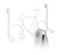 Relaxdays Porte-Manteau vélo, 5 Crochets, pour Vestes, Sacs à Main, patères murales, MDF & Acier, Blanc