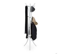 Relaxdays Porte-manteaux en métal sur pied support pour manteaux vestes entrée couloir 175 cm, blanc