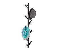 relaxdays Porte-Manteaux Mural avec 8 patères, économe en Place, décoratif, métal, 100,5 x 19,5 x 7 cm, penderie, Noir