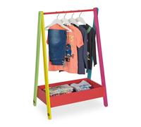 Relaxdays Penderie pour Enfants, Portant vêtements, Rangement, HLP : 99x64,5x42 cm, Petit Porte-Manteau, Multicolore