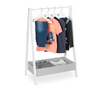 Relaxdays Garde-Robe pour Enfant, portemanteau, étagère Chambre, Support de vêtements, HLP 99 x 63,5 x 42 cm, Blanc/Gris