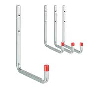 Relaxdays Porte-Outils en Lot de 4, Charge maximale par Crochet : env. 40 kg, Atelier, Cave, Acier et Plastique, argenté
