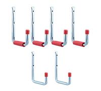 Relaxdays Porte-outils, lot de 30, 2 tailles, jusqu’à 17,5 kg, crochet mural, garage, cave, acier, mousse, argenté/rouge