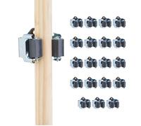 Relaxdays Porte-outils mural, lot de 20, à coincer, support balai mural, fer et polyrésine, pinces, argenté/noir