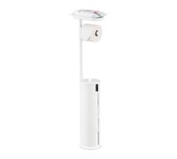 Relaxdays Porte-papier toilette blanc 91x22x14 cm – 1 rouleau + réserve de 4 rouleaux