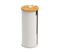 Relaxdays Porte-Papier Toilette, pour 3 Rouleaux, mélange de matériaux, H x D : 49 x 14,5 cm, Blanc et Nature