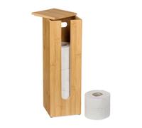 Relaxdays Porte-Papier de Toilette en Bambou, pour 4 Rouleaux, Rangement WC, Autonome, 42 x 13,5 x 13,5 cm, Nature