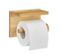 Relaxdays Porte-Papier Toilette, avec Espace de Rangement pour Portable & lingettes, Bambou, HLP 12x16x10,3 cm, Nature, 1