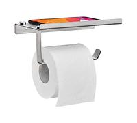 Relaxdays Porte-Papier Toilette, avec Support, argenté | distributeur en inox brossé, montage mural, HLP 8 x 18 x 9,5 cm