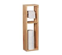 Relaxdays Porte-Papier Toilette, Bois de Noyer, Montage Mural ou sur Pieds, Rouleaux de Rechange HLP 70x20x13 cm, Nature