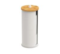 Relaxdays Porte-Papier Toilette, pour 3 Rouleaux, mélange de matériaux, H x D : 49 x 14,5 cm, Blanc et Nature