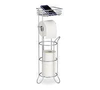 Relaxdays Porte-Papier Toilette, Vertical, avec Support, 3 Rouleaux, Moderne, métal, HLP 57,5x18,5x17,5 cm, argenté