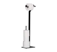 Relaxdays Porte papier toilettes sur pied en métal chrome support rouleau WC HxlxP: 72 x 23 x 13,5 cm, noir/chrome
