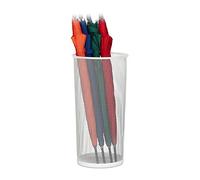 Relaxdays Porte-parapluie, pour parapluies & cannes de marche, rond, métal, apparence de grille, : 49,5 x 26 cm, blanc