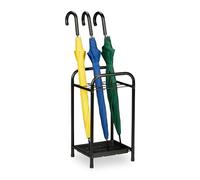 Relaxdays Porte-parapluies Pratique, métallique, avec bac d’égouttement, H x L x P : 53,5 x 29,5 x 27 cm, Noir