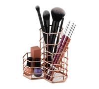 Relaxdays Porte-pinceaux pour Maquillage, Organiseur cosmétique, Porte-Brosse 3 pièces, métal, Rose doré