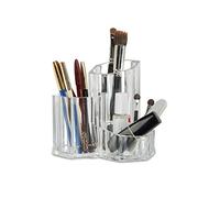 Relaxdays Porte-pinceaux pour maquillage organiseur cosmétique porte-brosse 3 pièces acrylique, transparent