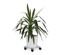Relaxdays Porte-plantes à roulettes 10020715 – rond en métal, freins, 6 x 32 x 32 cm, argenté
