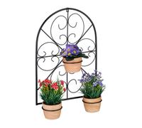 Relaxdays Porte-plantes mural pour 3 pots de fleurs Ø 11,5 cm, métal (fer), design rétro, noir