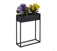 Relaxdays Porte-pot de fleurs, métal, HxLxP : 70x55x20 cm, vertical, salon, cuisine, support plantes rectangulaire, noir