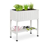 Relaxdays Porte-Pot de Fleurs, Plastique, étagère, HxLxP : 80x74x38 cm, Balcon et terrasse, jardinière, Sapin, Blanc