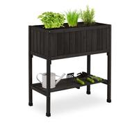 Relaxdays Porte-pot de fleurs, plastique, étagère, HxLxP : 80x74x38 cm, balcon et terrasse, jardinière, sapin, noir
