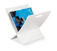 Relaxdays Porte-revues avec poignée, salon, design moderne, porte-revues en bois, 31 x 30 x 34 cm, blanc