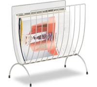 relaxdays Porte-revues 10022511_55 métal argenté, DIN A4 horizontal