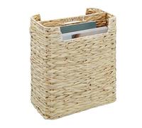 Relaxdays Porte-revues, eichhornia, H x L x P : 38 x 32 x 18 cm, Porte-Magazines 2 Fentes, Porte-Document, Naturel