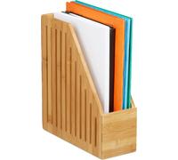 Relaxdays Porte-revues bambou, range-documents A4, porte-magazines, porte-journaux, bureau, 30 x 10 x 26,5 cm, nature