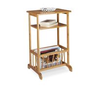 Relaxdays Porte-revues en bambou table d'appoint table console porte-magazine bois 2 surfaces HxlxP: 71,5 x 44,5 x 37 cm, nature