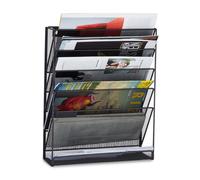 Relaxdays Porte-revues mural porte-journaux porte-magazines 6 casiers HxlxP: 40 x 32 x 10 cm, noir