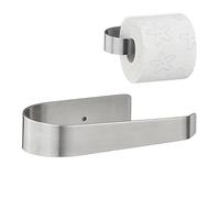 Relaxdays Porte-Rouleau de Papier Toilette, sans perçage, Acier Inoxydable, Mat, Autocollant, HxLxP : 4x16x9 cm, argenté