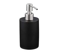 Relaxdays Porte-Savon Liquide, 180 ML, Rechargeable, Salle de Bain, Distributeur shampoing, Pompe en INOX, Noir