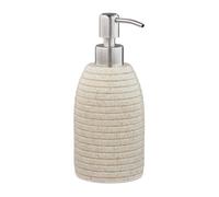 Relaxdays Porte-savon liquide, 300 ml, rechargeable, salle de bain, cuisine, distributeur shampoing, pompe inox, beige