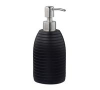 relaxdays Porte-Savon Liquide, 300 ML, Rechargeable, Salle de Bain, Cuisine, Distributeur shampoing, Pompe en INOX, Noir, Polyrésine, 1 élément