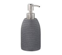 relaxdays Porte-Savon Liquide, 300 ML, Rechargeable, Salle de Bain, Cuisine, Distributeur shampoing, Pompe en INOX, Gris, Polyrésine, 1 élément