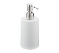 Relaxdays Porte-Savon Liquide, 180 ML, Rechargeable, Salle de Bain, Distributeur shampoing, Pompe en INOX, Blanc