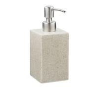 Relaxdays Porte-Savon Liquide, 300 ML, Rechargeable, Salle de Bain, Distributeur shampoing, Pompe en INOX, carré, Beige