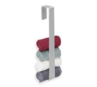 Relaxdays Porte-serviette mural, barre chiffon 45 cm, inox, autocollant, salle de bain, serviettes invités, argenté