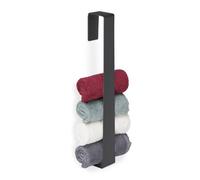 Relaxdays Porte-serviette mural noir sans perçage