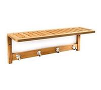 Relaxdays porte-serviette porte-manteau mural avec étagère bambou, métal 50 x 16 x 18 cm Métal G